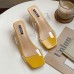 Women Transparent Bind Solid Color Chunky Heels Slippers