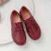 Women Brief Cowhide Leather Soft Sole Non Slip Comfy Flats Casual Shoes