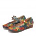 SOCOFY Natural Flowers Hollow Out Cowhide Leather Comfy Breathable Wearable Casual Flat Shoes