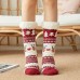 Women Cotton Warm Winter Outdoor Christmas Style Pattern Plus Velvet Thicken Home Sleep Socks Tube Socks