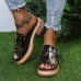 Plus Size Women Casual Fashion Rivet Buckle Decor Snake Skin Slippers