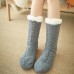 Women Warm Winter Outdoor Solid Color Plus Velvet Thicken Home Sleep Socks Tube Socks