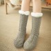 Women Warm Winter Outdoor Solid Color Plus Velvet Thicken Home Sleep Socks Tube Socks