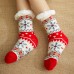 Women Warm Winter Outdoor Christmas Style Snowflake Pattern Plus Velvet Thicken Home Sleep Socks Tube Socks