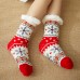 Women Warm Winter Outdoor Christmas Style Snowflake Pattern Plus Velvet Thicken Home Sleep Socks Tube Socks