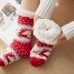 Women Warm Winter Outdoor Christmas Style Elk Snowflake Pattern Plus Velvet Thicken Home Sleep Socks Tube Socks